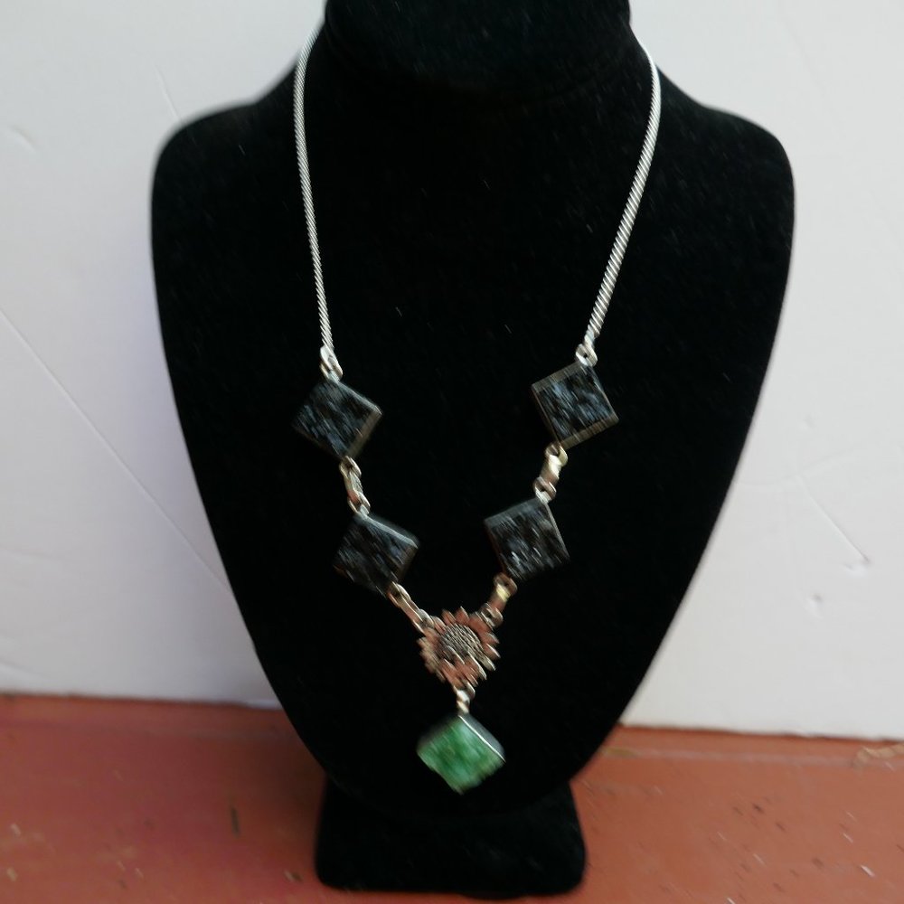 Ukanite & Biwa Pearl 20" Ethnic necklace